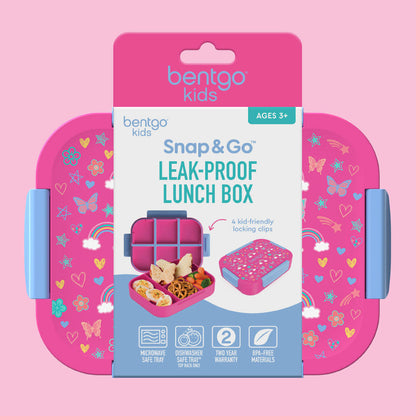 Bentgo® Kids Snap & Go Lunch Box | Rainbows and Butterflies - Packaging