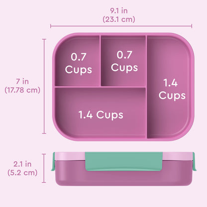 Bentgo® Kids Snap & Go Lunch Box - Starry Sprinkle Pink | Product Dimensions