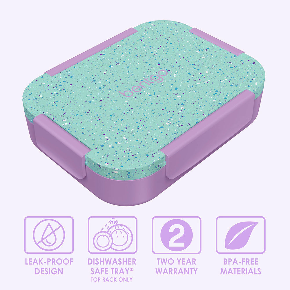 Bentgo® Kids Snap & Go Lunch Box - Vivid Orchid Speckle | Leak-Proof Design, Dishwasher Safe Tray (Top Rack Only), Two Year Warranty, And BPA-Free Materials