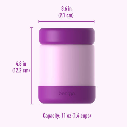 Bentgo® Kids Stainless Steel Food Jar - Purple | Dimensions