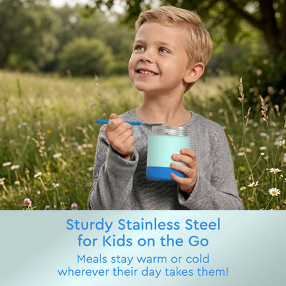 Bentgo® Kids Stainless Steel Food Jar - Blue | Sturdy Stainless Steel For Kids On The Go - Meals Stay Warm Or Cold Wherever Their Day Takes Them!