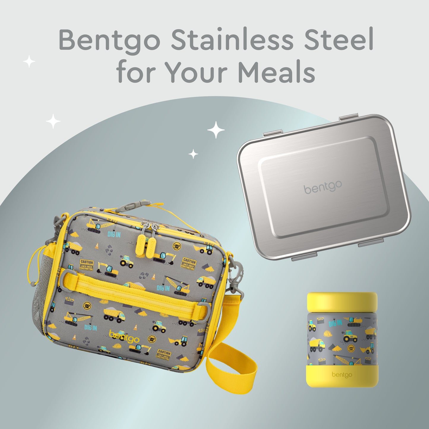 Bentgo® Kids Stainless Steel Food Jar - Construction Trucks | Bentgo Stainless Steel For Your Meals