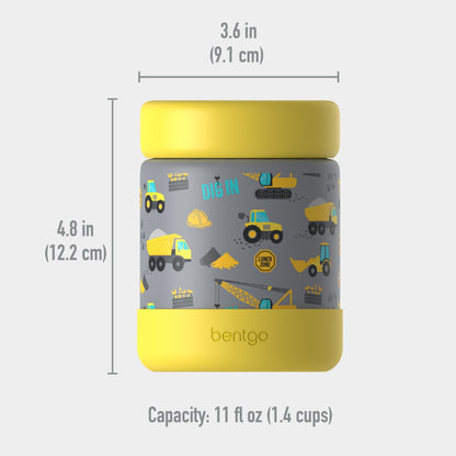 Bentgo® Kids Stainless Steel Food Jar - Construction Trucks | Dimensions