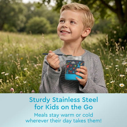 Bentgo® Kids Stainless Steel Food Jar - Dinosaur | Sturdy Stainless Steel For Kids On The Go - Meals Stay Warm Or Cold Wherever Their Day Takes Them!