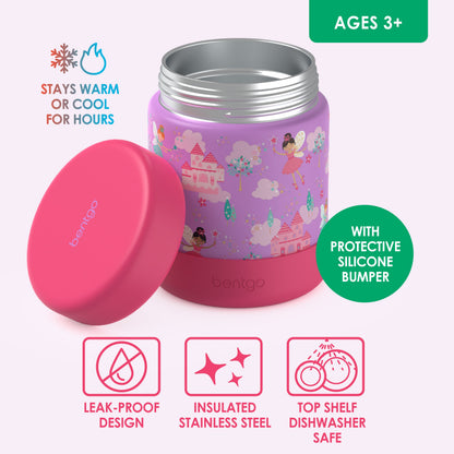 Bentgo® Kids Stainless Steel Food Jar - Fairies | Stainless Steel Food Jar Features Leak-Proof Design With Protective Silicone Bumper