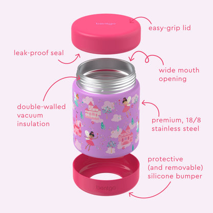 Bentgo® Kids Stainless Steel Food Jar - Fairies | Stainless Steel Food Jar Features Leak-Proof Seal, Easy-Grip Lid, Wide Mouth Opening, And Much More