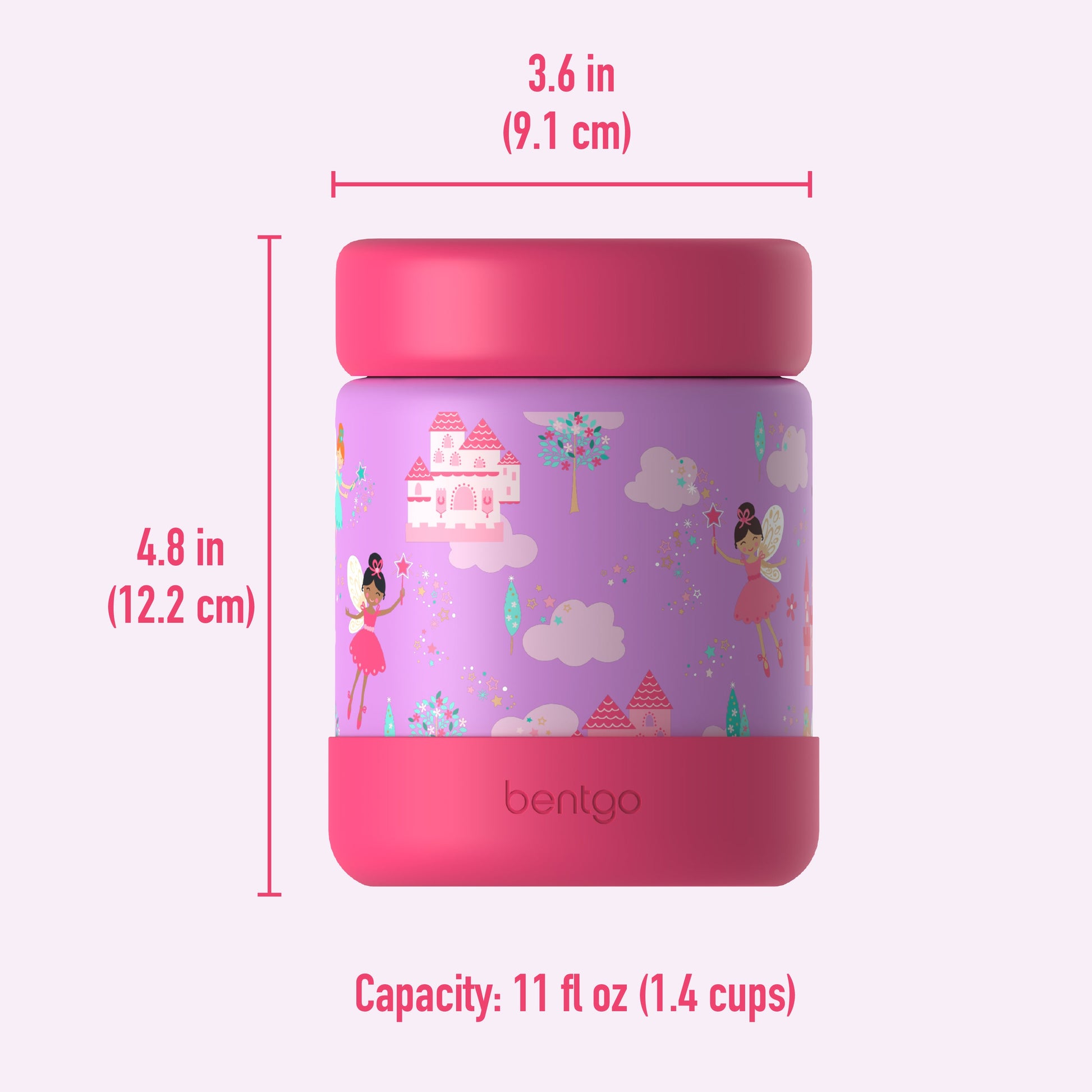 Bentgo® Kids Stainless Steel Food Jar - Fairies | Dimensions