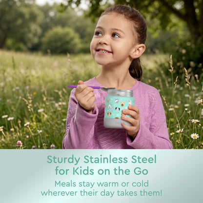 Bentgo® Kids Stainless Steel Food Jar - Puppy Love | Sturdy Stainless Steel For Kids On The Go - Meals Stay Warm Or Cold Wherever Their Day Takes Them!