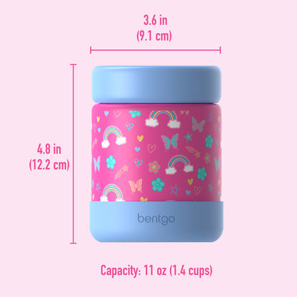 Bentgo® Kids Stainless Steel Food Jar - Rainbows and Butterflies | Product Dimensions