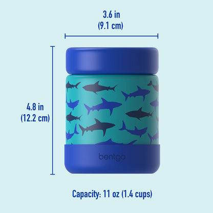 Bentgo® Kids Stainless Steel Food Jar - Sharks | Product Dimensions