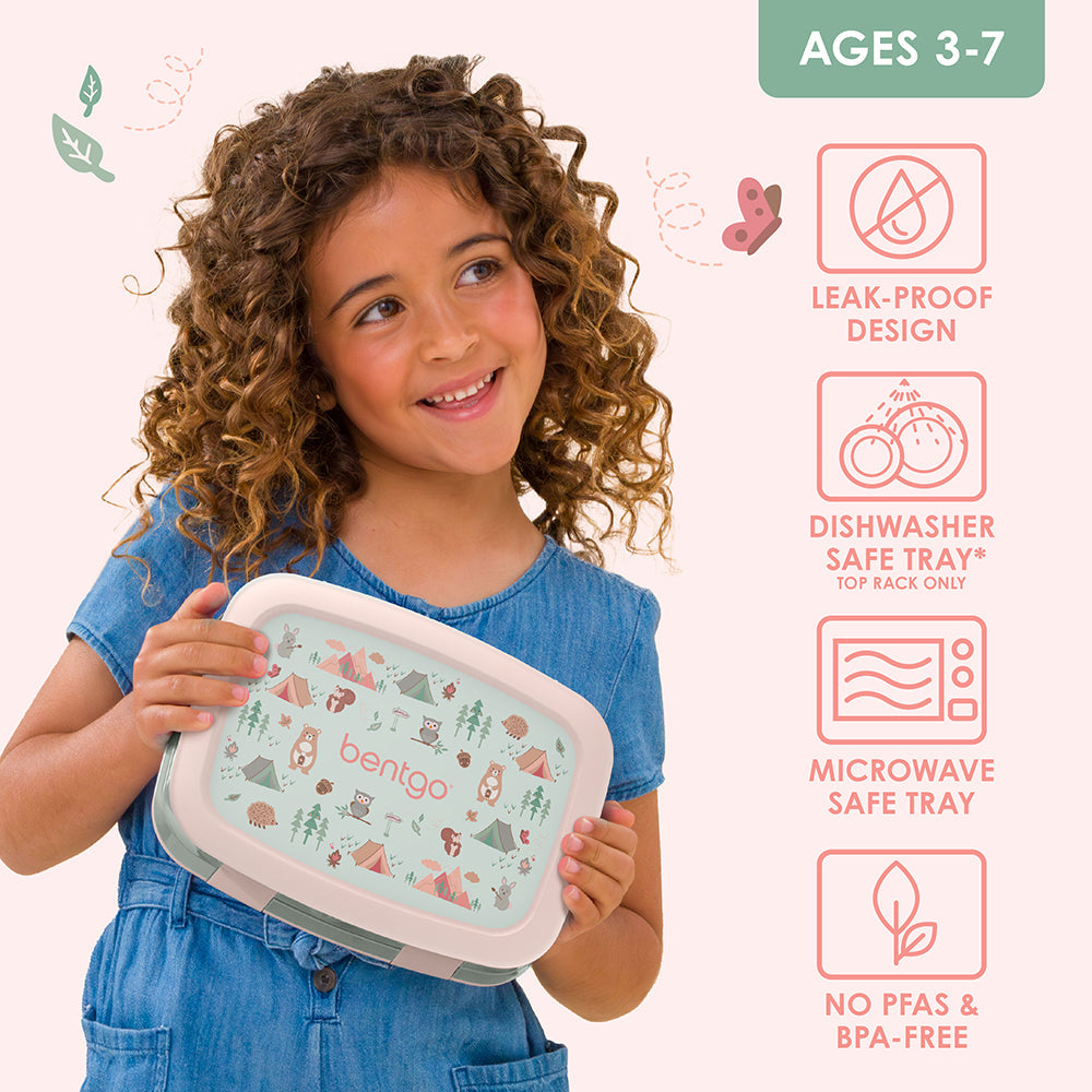 Bentgo Kids Prints Lunch Box - Nature Adventure | Leak-Proof Design, Dishwasher Safe Tray (Top Rack Only), Microwave Safe Tray And No PFAS & BPA-Free