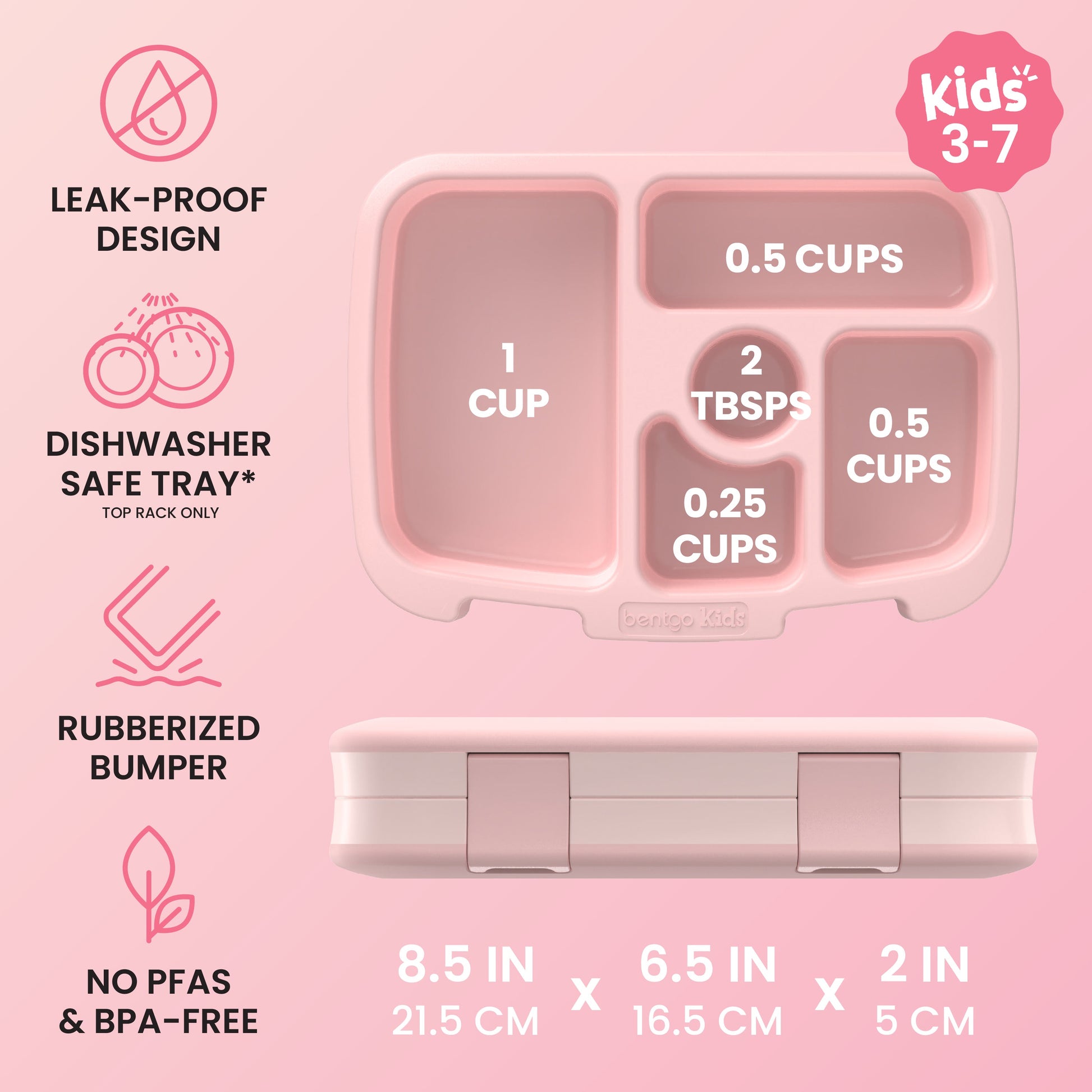 Bentgo Kids Prints Lunch Box - Ballet and Bows | Leak-Proof Design, Dishwasher Safe Tray (Top Rack Only), Rubberized Bumper, No PFAs & BPA-Free