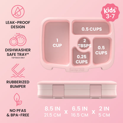 Bentgo Kids Prints Lunch Box - Ballet and Bows | Leak-Proof Design, Dishwasher Safe Tray (Top Rack Only), Rubberized Bumper, No PFAs & BPA-Free