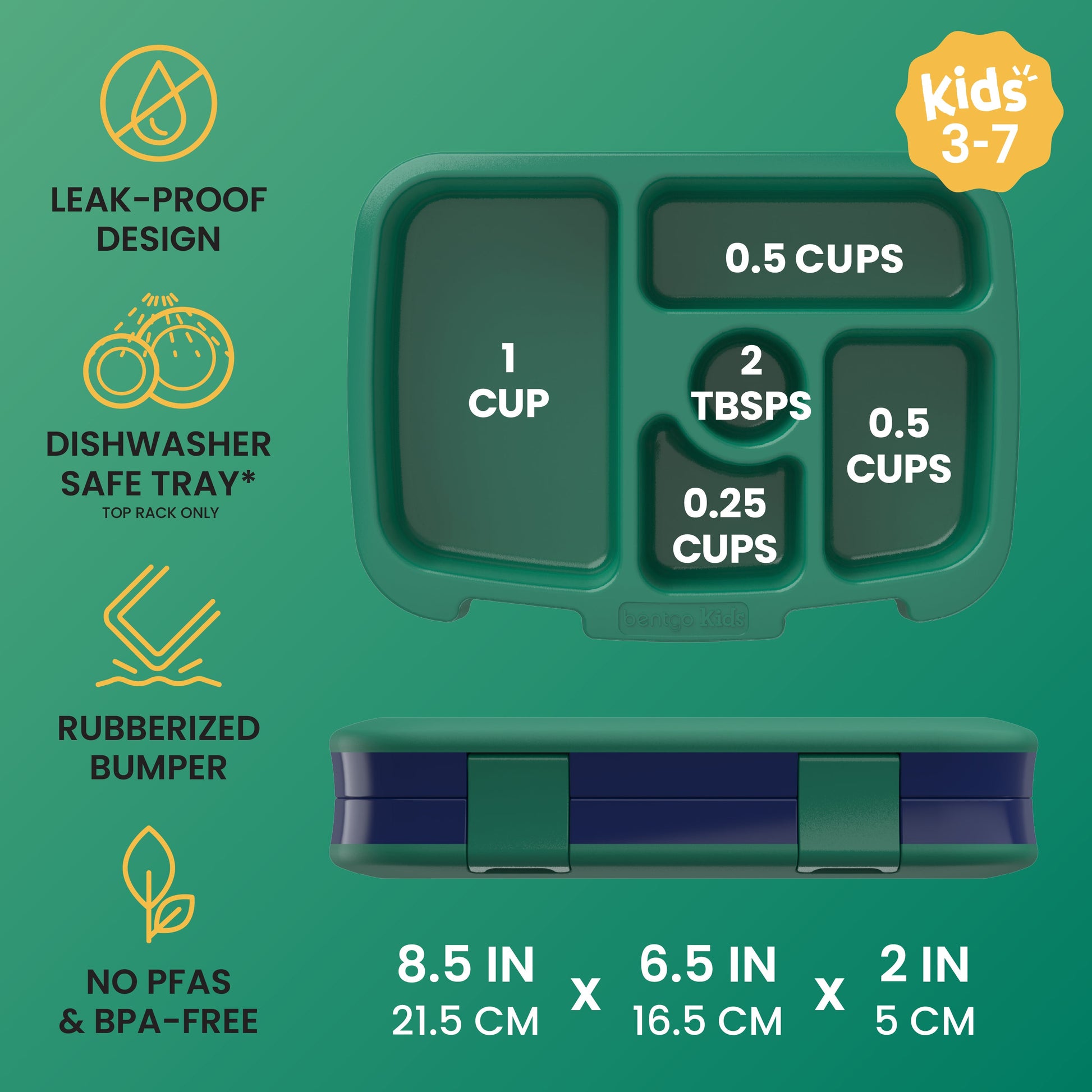 Bentgo Kids Prints Lunch Box - Dragons and Knights | Leak-Proof Design, Dishwasher Safe Tray (Top Rack Only), Rubberized Bumper, No PFAs & BPA-Free