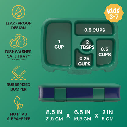 Bentgo Kids Prints Lunch Box - Dragons and Knights | Leak-Proof Design, Dishwasher Safe Tray (Top Rack Only), Rubberized Bumper, No PFAs & BPA-Free