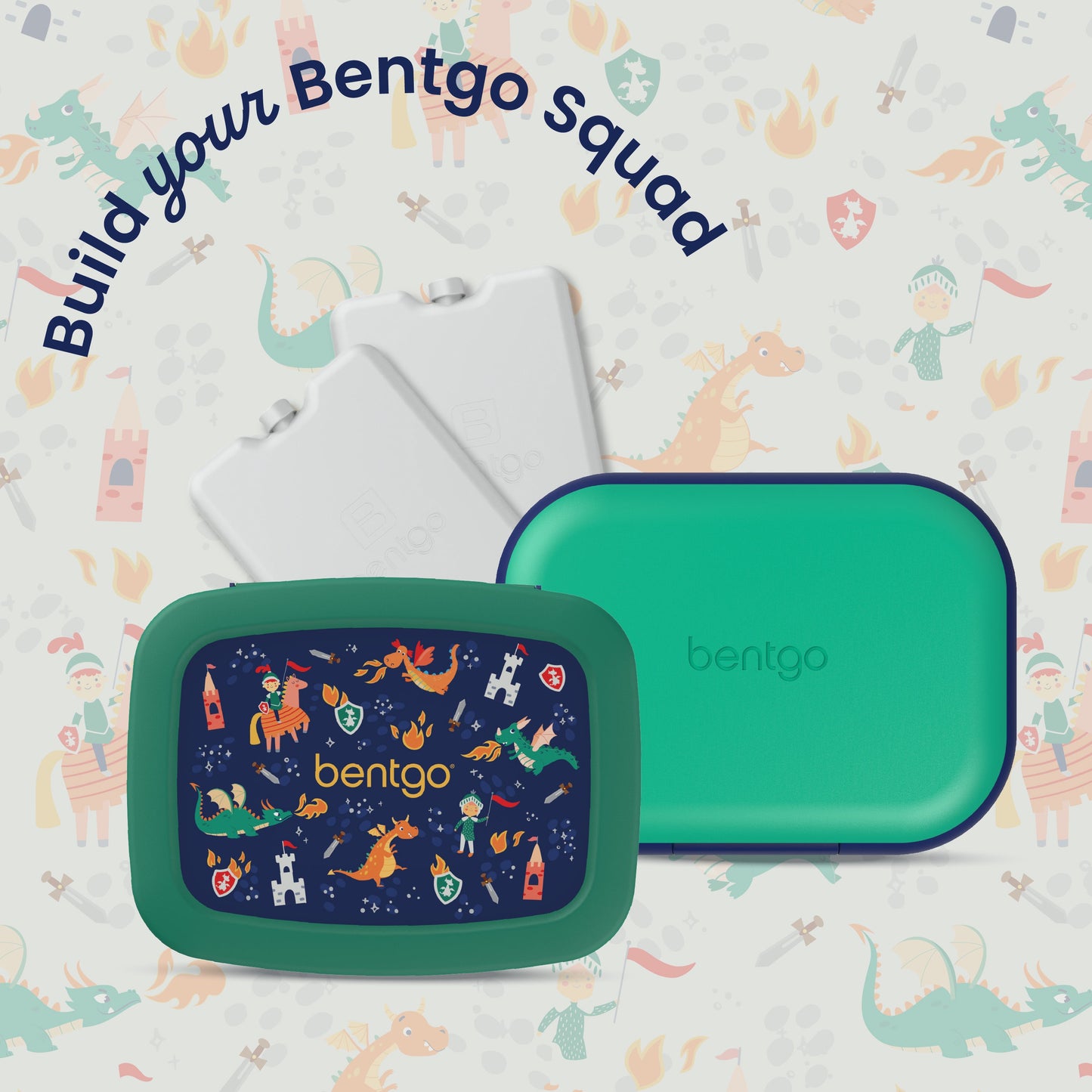 Bentgo Kids Prints Lunch Box - Dragons and Knights | Build Your Bentgo Squad