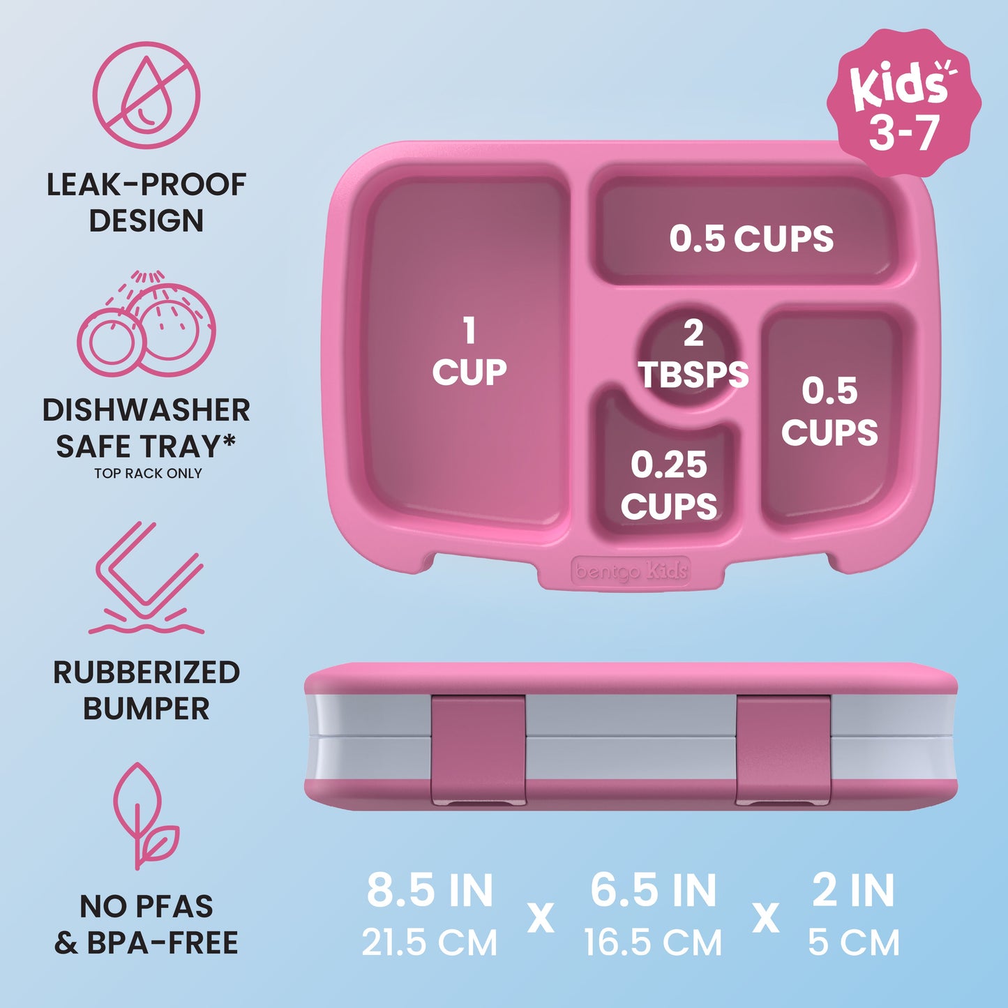 Bentgo Kids Prints Lunch Box - Blooming Floral | Leak-Proof Design, Dishwasher Safe Tray (Top Rack Only), Rubberized Bumper, No PFAs & BPA-Free