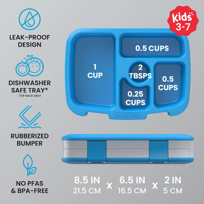 Bentgo Kids Prints Lunch Box - Race Cars | Leak-Proof Design, Dishwasher Safe Tray (Top Rack Only), Rubberized Bumper, No PFAs & BPA-Free