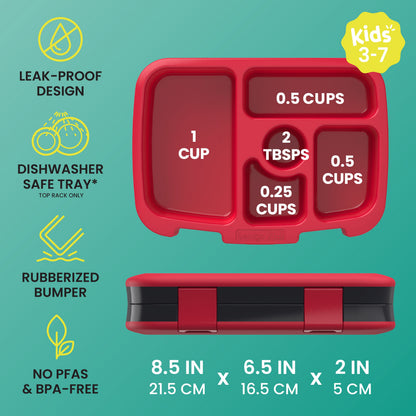 Bentgo Kids Prints Lunch Box - Sssnakes | Leak-Proof Design, Dishwasher Safe Tray (Top Rack Only), Rubberized Bumper, No PFAs & BPA-Free