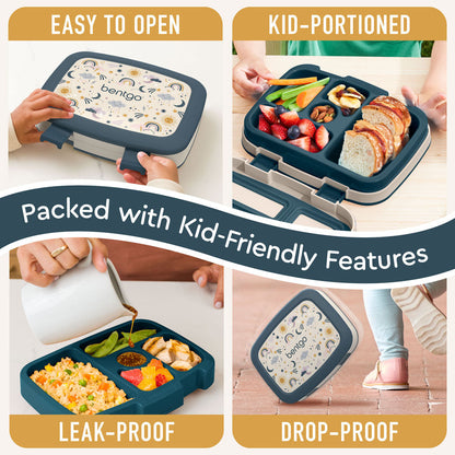 Bentgo Kids Prints Lunch Box - Friendly Skies | Kids Lunch Box Packed With Kid-Friendly Features Such As Easy To Open And Drop-Proof