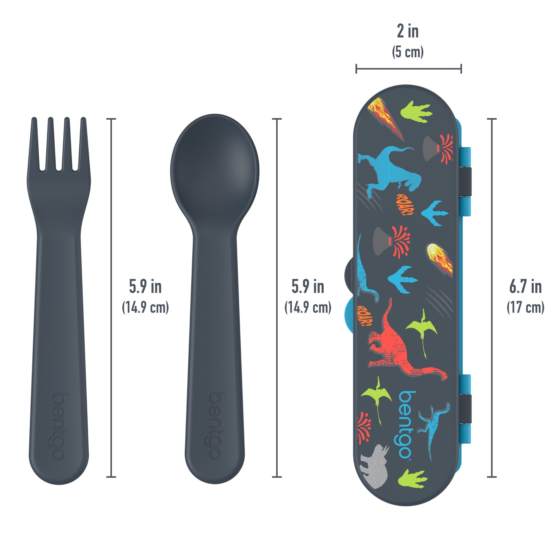 Bentgo® Kids Utensils Set - Dinosaur | Product Dimensions