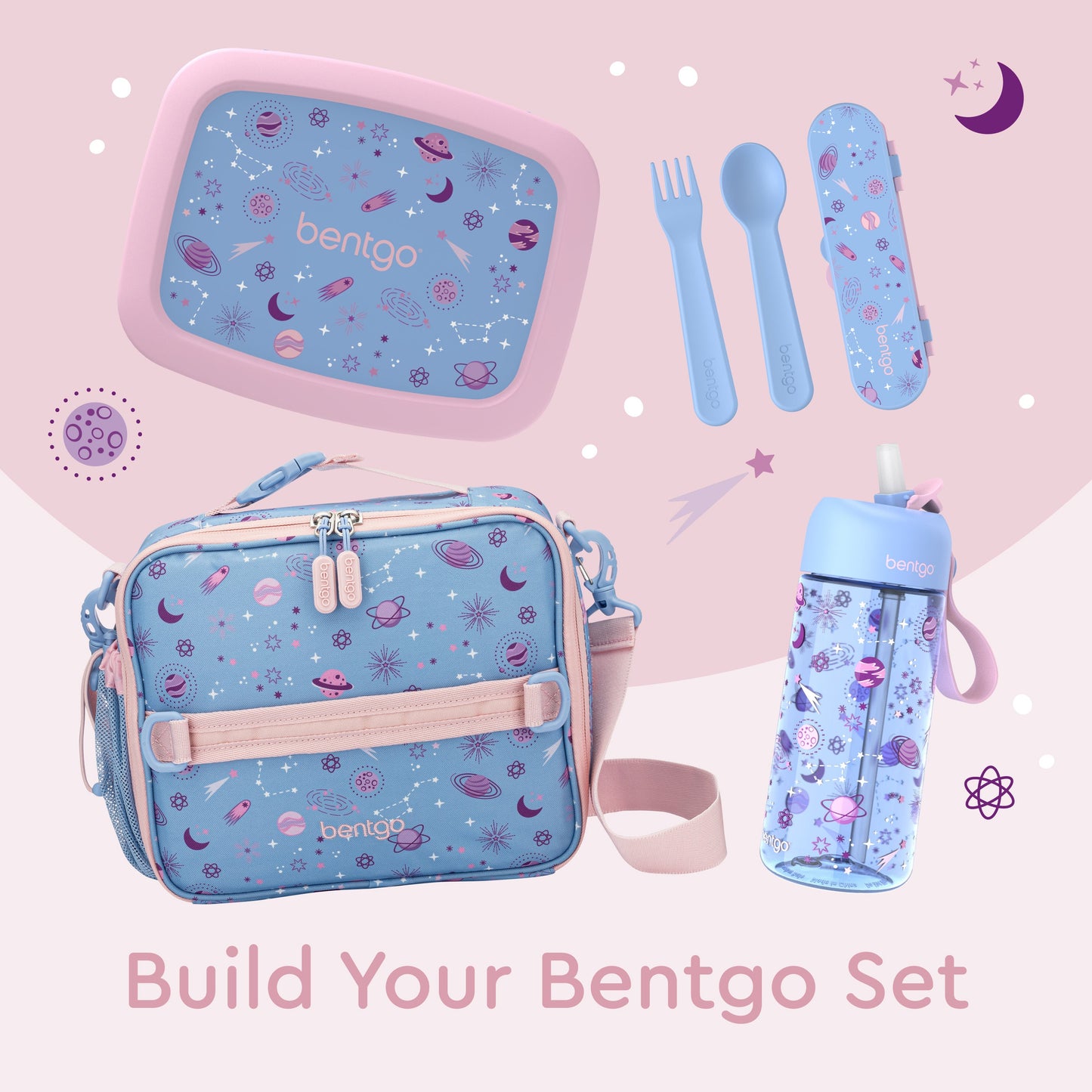 Bentgo® Kids Utensils Set - Lavender Galaxy| Build Your Bentgo Set