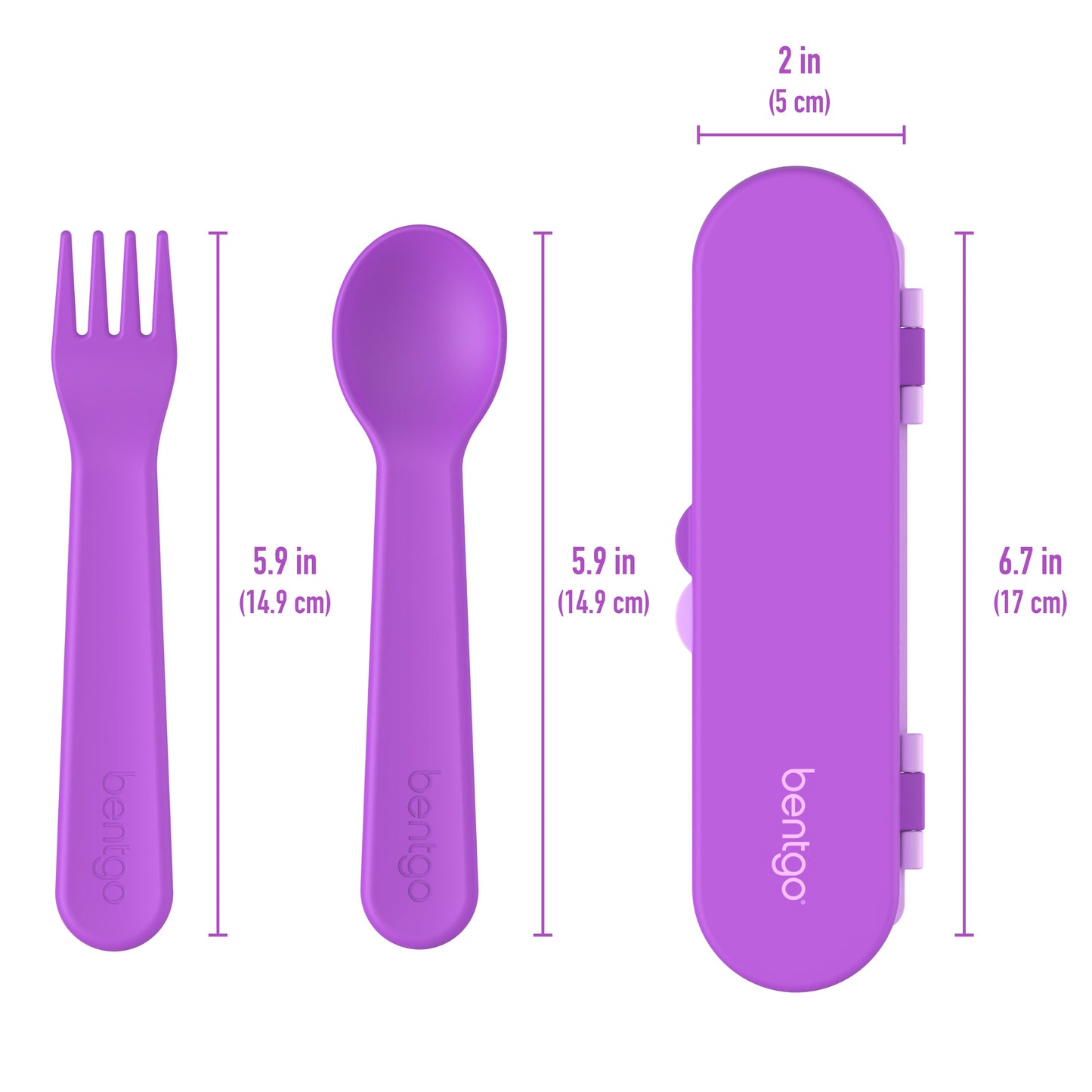 Bentgo® Kids Utensils Set - Purple| Product Dimensions