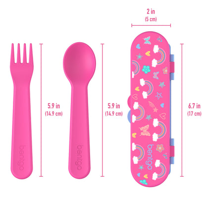 Bentgo® Kids Utensils Set - Rainbows and Butterflies| Product Dimensions