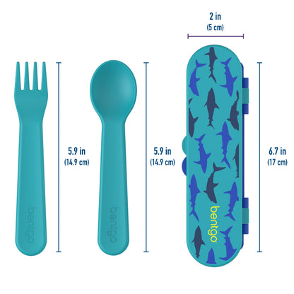 Bentgo® Kids Utensils Set - Sharks | Product Dimensions
