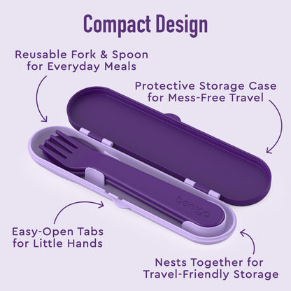 Bentgo® Kids Utensils Set - Unicorn | Compact Design - Reusable Fork & Spoon for Everyday Meals, Protective Storage Case for Mess-Free Travel, Easy-Open Tabs for Little Hands, and Nests Together for Travel-Friendly Storage
