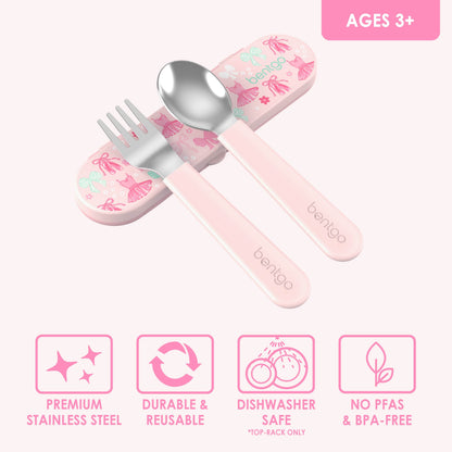 Bentgo Kids Water Bottle - Ballet and Bows | Premium Stainless Steel, Durable & Reusable, Dishwasher Safe (Top Rack Only), No PFAS & BPA-FREE