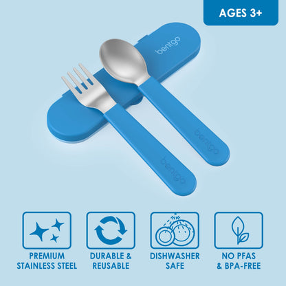 Bentgo Kids Water Bottle - Blue | Premium Stainless Steel, Durable & Reusable, Dishwasher Safe (Top Rack Only), No PFAS & BPA-FREE