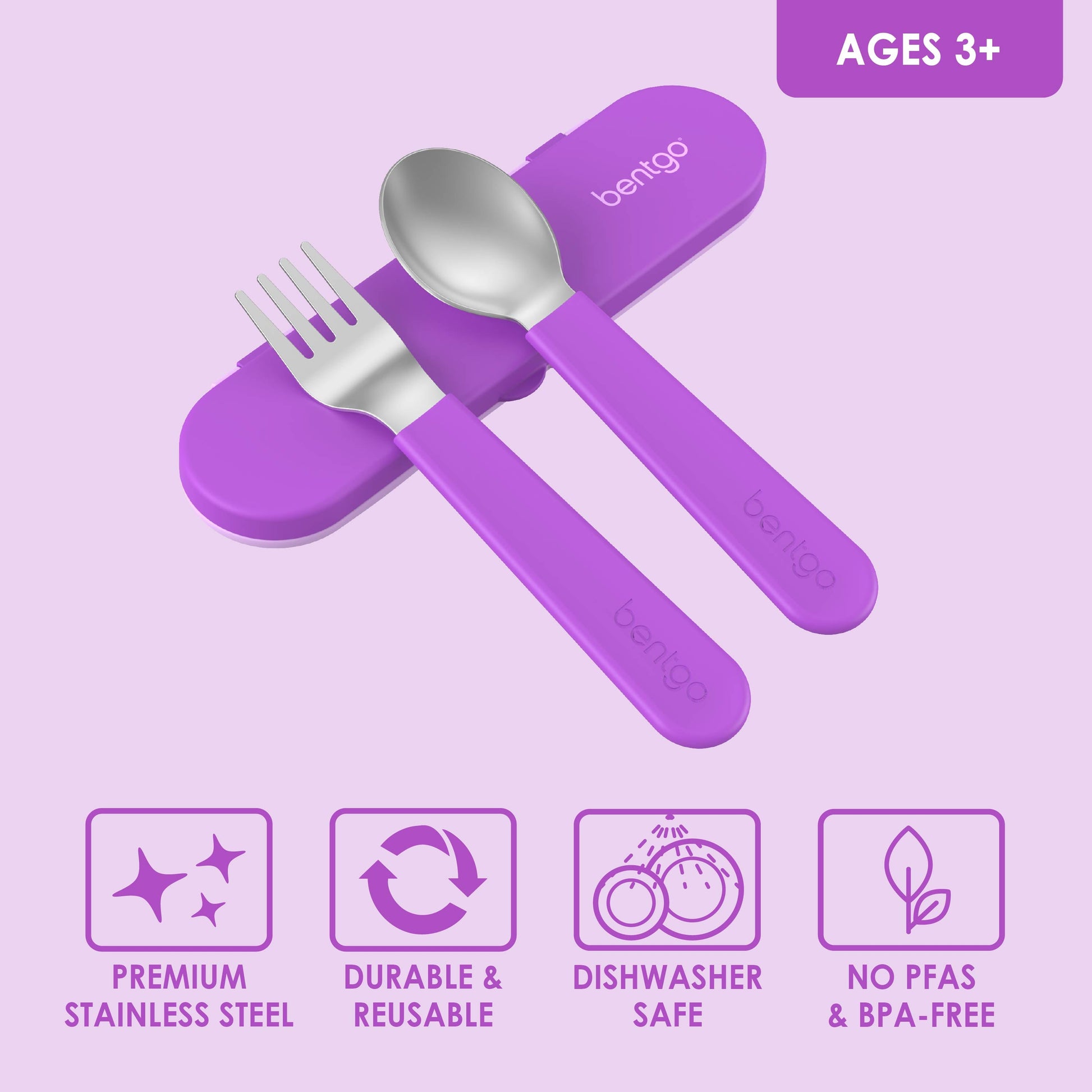 Bentgo Kids Water Bottle - Purple | Premium Stainless Steel, Durable & Reusable, Dishwasher Safe (Top Rack Only), No PFAS & BPA-FREE