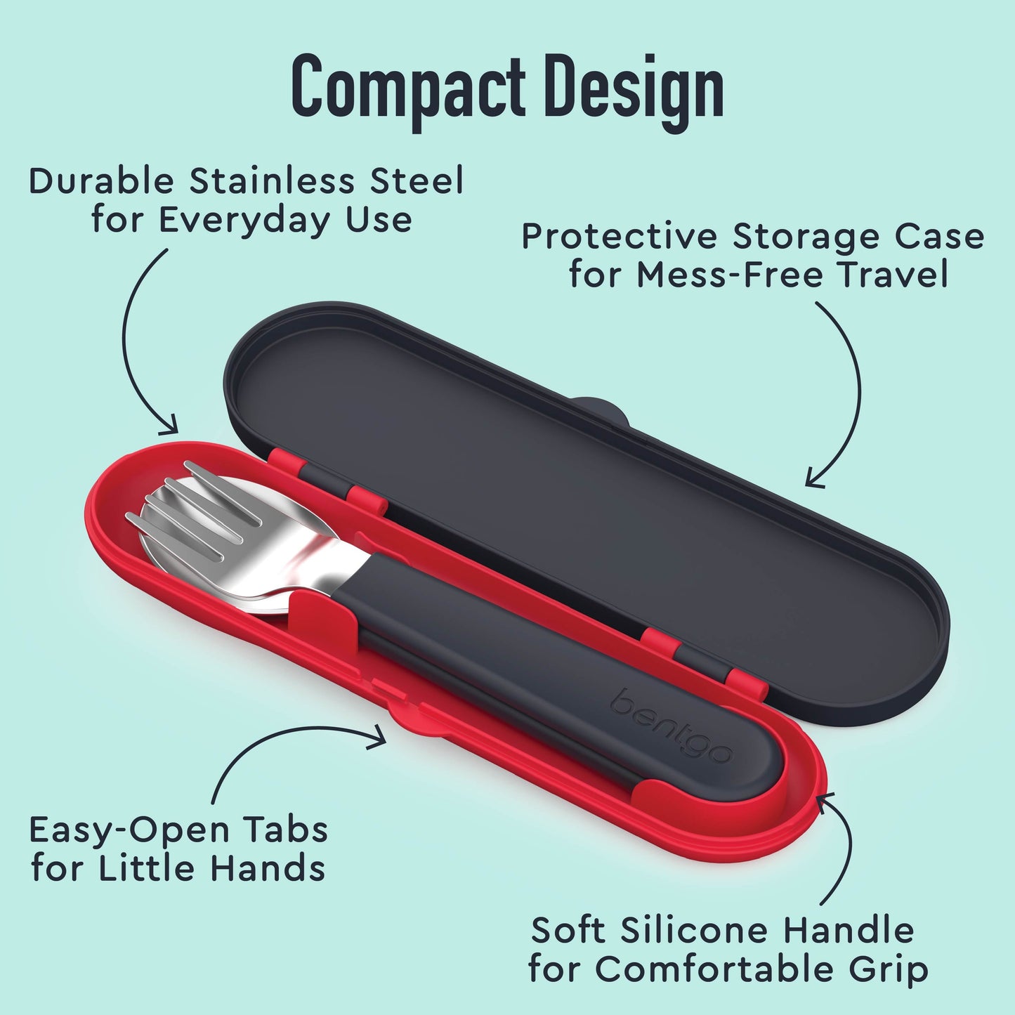 Bentgo Kids Water Bottle - Sssnakes | Compact Design - Durable Stainless Steel For Everyday Use, Protective Storage Case For Mess-Free Travel, Easy-Open Tabs For Little Hands, Soft Silicone Handle For Comfortable Grip