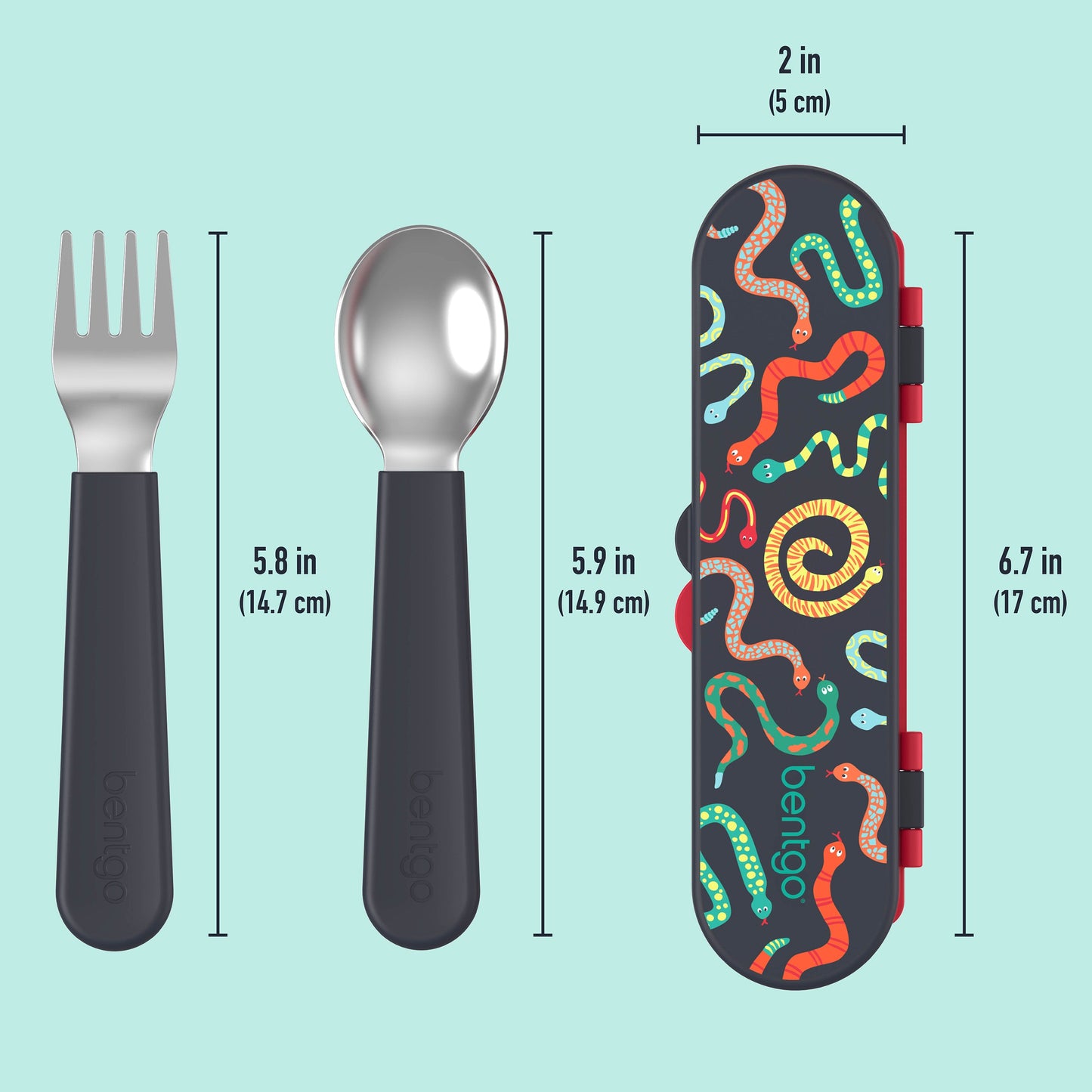 Bentgo Kids Water Bottle - Sssnakes | Product Dimensions