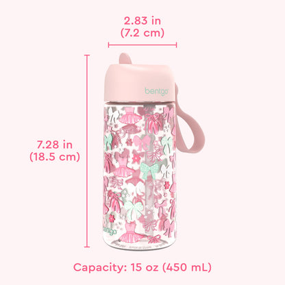 Bentgo Kids Water Bottle - Ballet and Bows | Product Dimensions