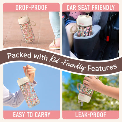 Bentgo Kids Water Bottle - Cowgirl Dreams | Packed With Kid-Friendly Features - Drop-Proof, Car Seat Friendly, Easy To Carry, Leak-Proof