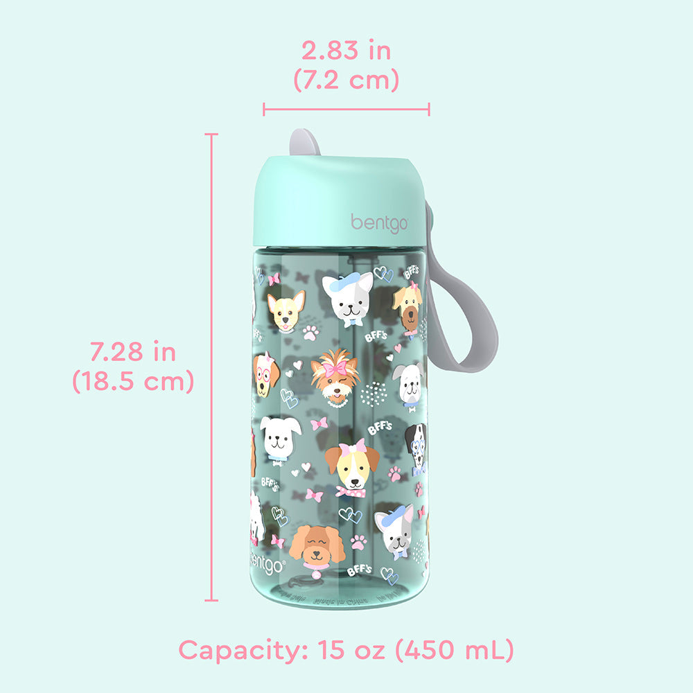 Bentgo® Kids Water Bottle - Puppy Love | Dimensions + What’s In The Box