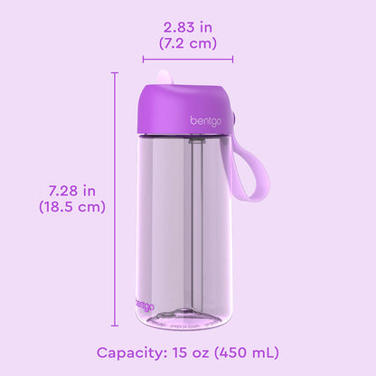 Bentgo® Kids Water Bottle - Purple | Dimensions + What’s In The Box