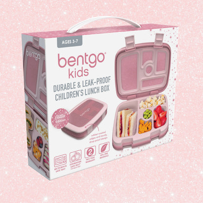 Bentgo® Kids Lunch Box (Glitter & Confetti) - Petal Pink Glitter | Packaging