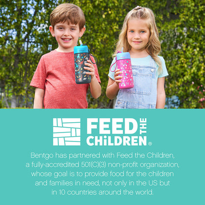 Bentgo® Kids Stainless Steel Insulated Water Bottle - Rainbows and Butterflies | Bentgo Has Partnered With Feed The Children, A Fully-Accredited 501(C)(3) Non-Profit Organization