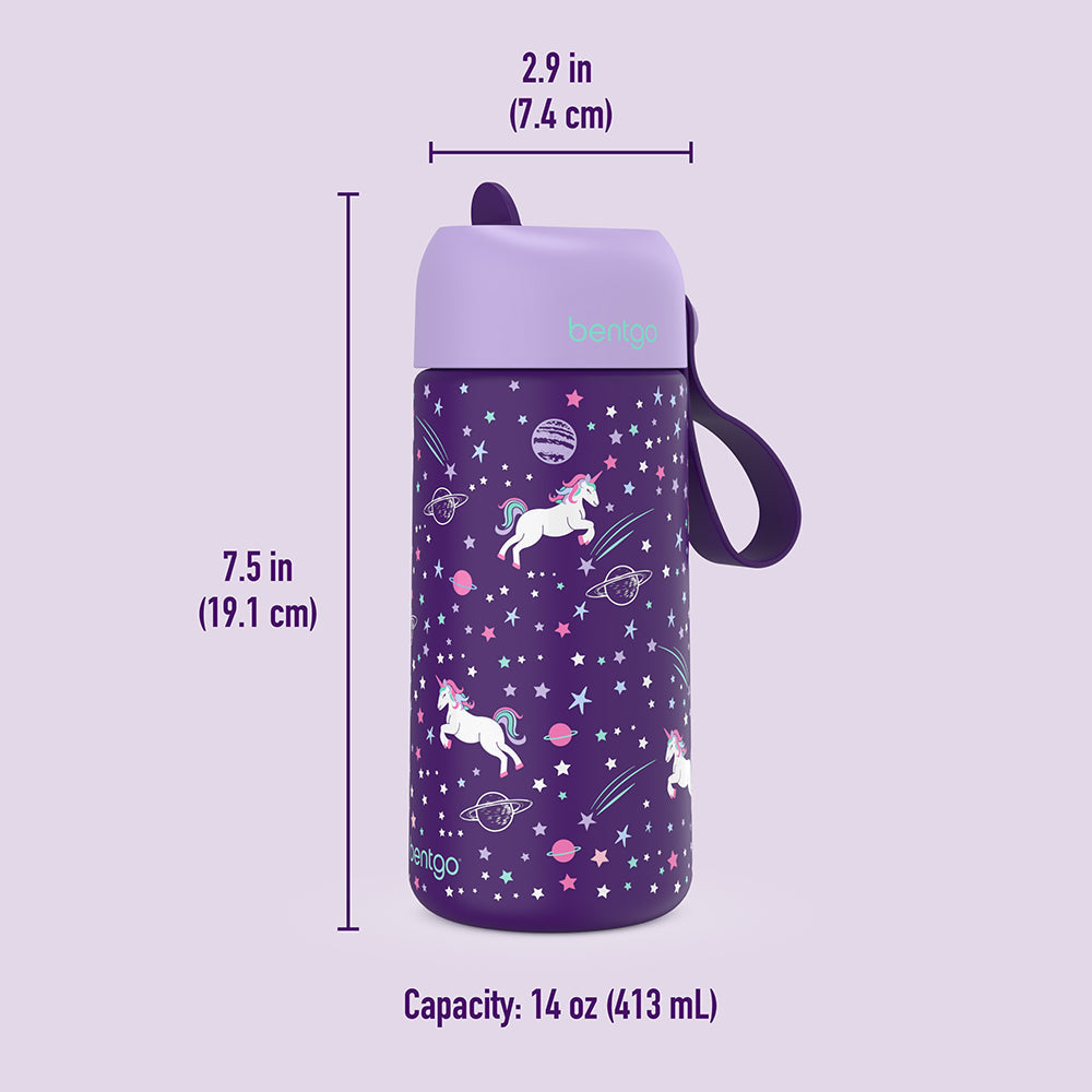 Bentgo® Kids Stainless Steel Insulated Water Bottle - Unicorn | Insulated Water Bottle Dimensions