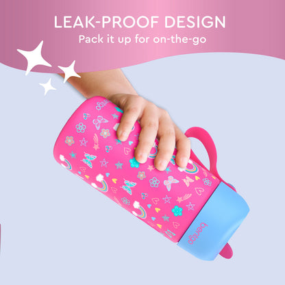 Bentgo® Kids Stainless Steel Insulated Water Bottle (2-Pack) - Rainbows/Periwinkle | Leak-Proof Design - Pack It Up For On-The-Go