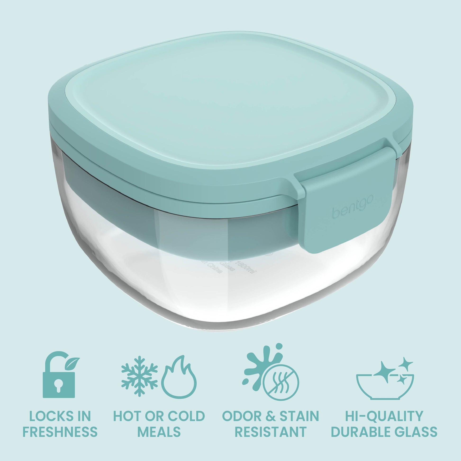 Bentgo® Glass Salad Container - Coastal Seaglass | Locks In Freshness, Great For Hot Or Cold Meals, Odor & Stain Resistant Container And Made With Hi-Quality Durable Glass
