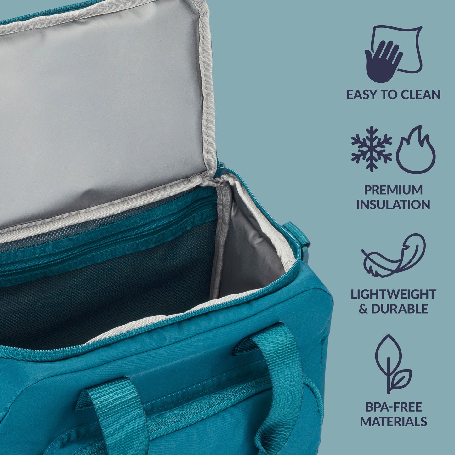 Bentgo® Insulated Lunch Bag - Deep Teal | Easy To Clean, Premium Lightweight & Durable, And Made With BPA-Free Materials