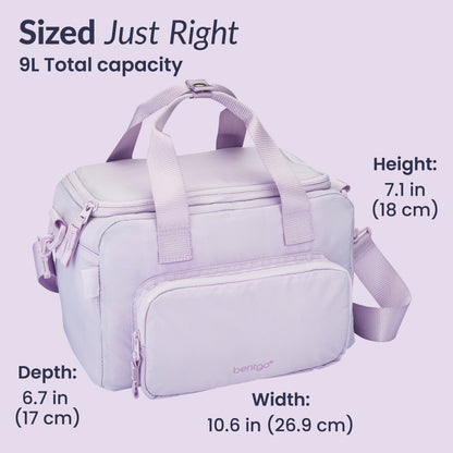 Bentgo® Insulated Lunch Bag - Lavender | Sized Just Right - Product Dimensions