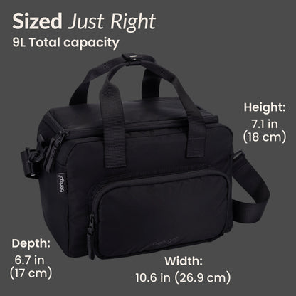 Bentgo® Insulated Lunch Bag - Obsidian Charcoal | Sized Just Right - Product Dimensions