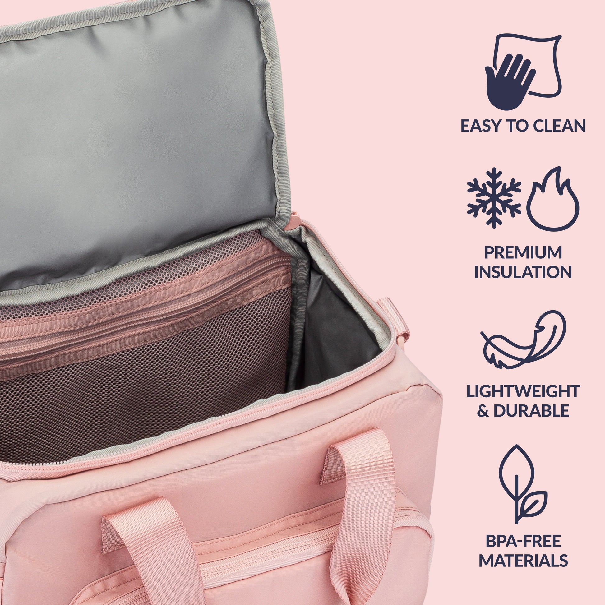 Bentgo® Insulated Lunch Bag - Soft Blush | Easy To Clean, Premium Lightweight & Durable, And Made With BPA-Free Materials