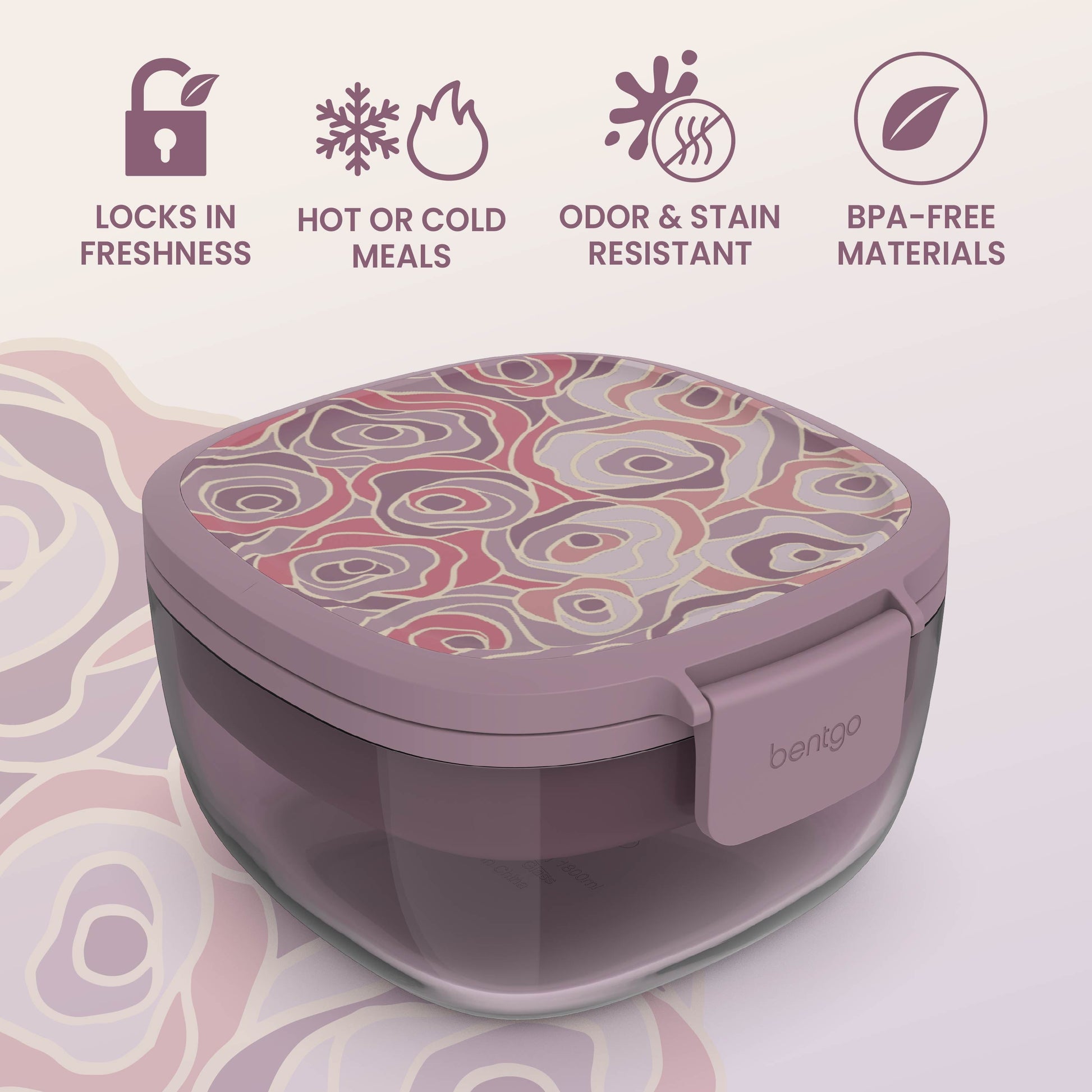 Bentgo® Glass Prints All-in-One Salad Container - Floral Maximalist - Bouquet | Locks In Freshness, Great For Hot Or Cold Meals, Odor & Stain Resistant And Made With BPA-Free Materials