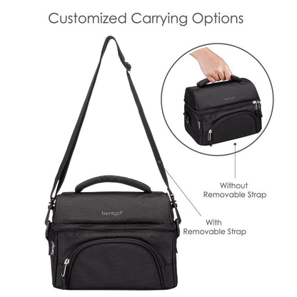 Bentgo Deluxe Lunch Bag in Carbon Black. Comes with customized carrying options.